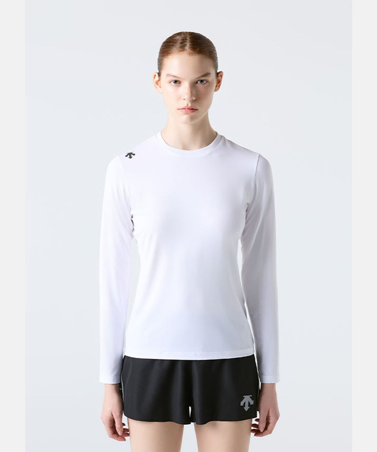 데상트(DESCENTE) 러닝 리플렉티브 긴팔 티셔츠 화이트 SR123RTL11