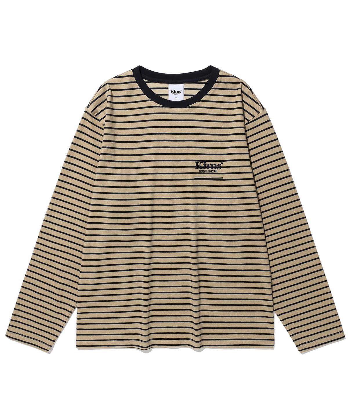 킴스 프레시 코튼 마켓(KIMS FRESH COTTON MARKET) Mini Bam Line Stripe LS Tee Beige