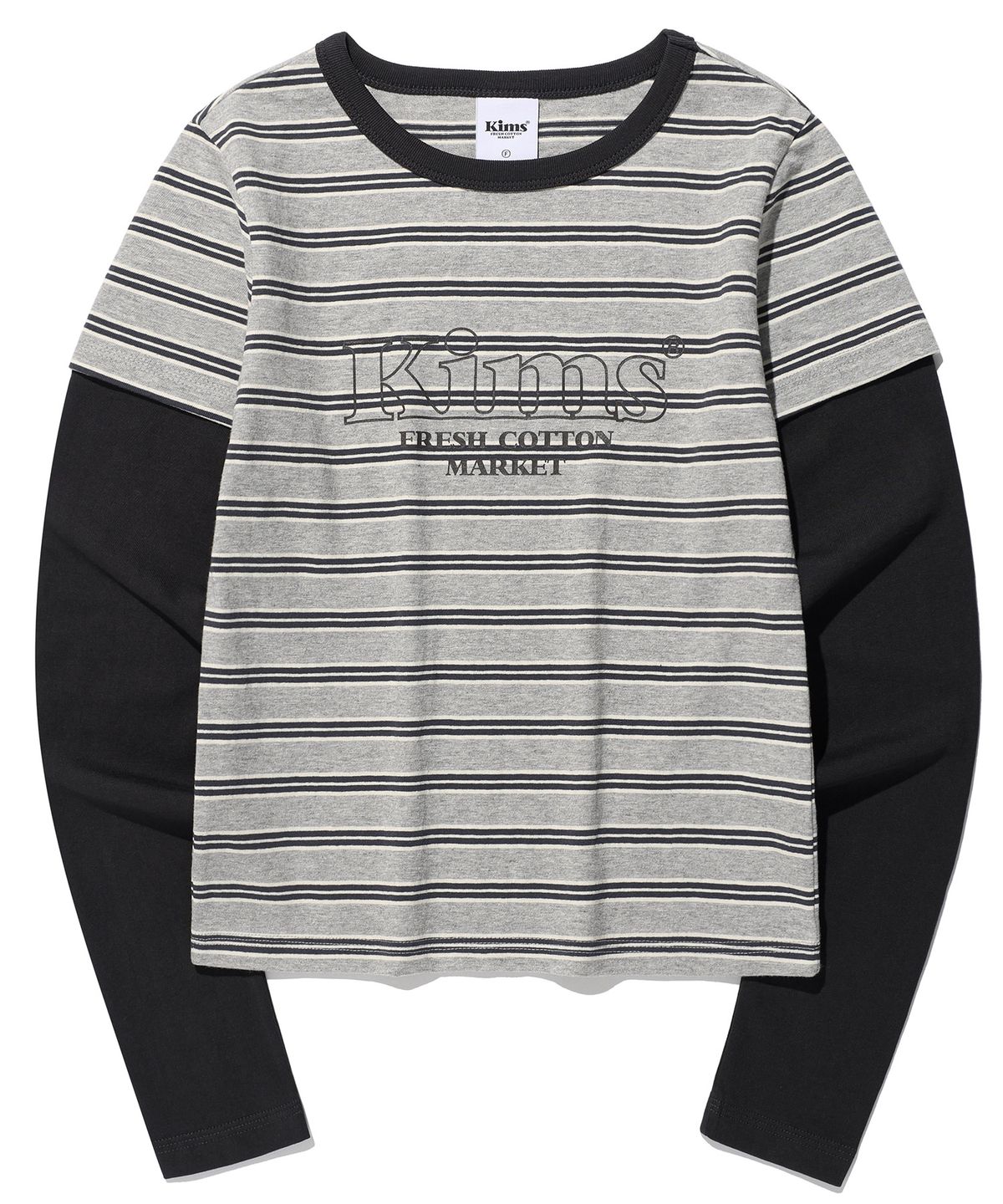 킴스 프레시 코튼 마켓(KIMS FRESH COTTON MARKET) Marine Stripe LS Tee Charcoal