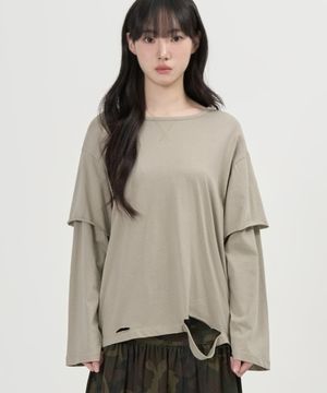 W 대미지 레이어드 롱슬리브 (SAGE GREEN)