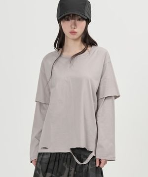 W 대미지 레이어드 롱슬리브 (GREY)