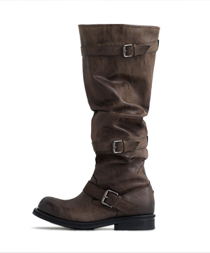 Knee-High Slouchy Boots_Washed Brown