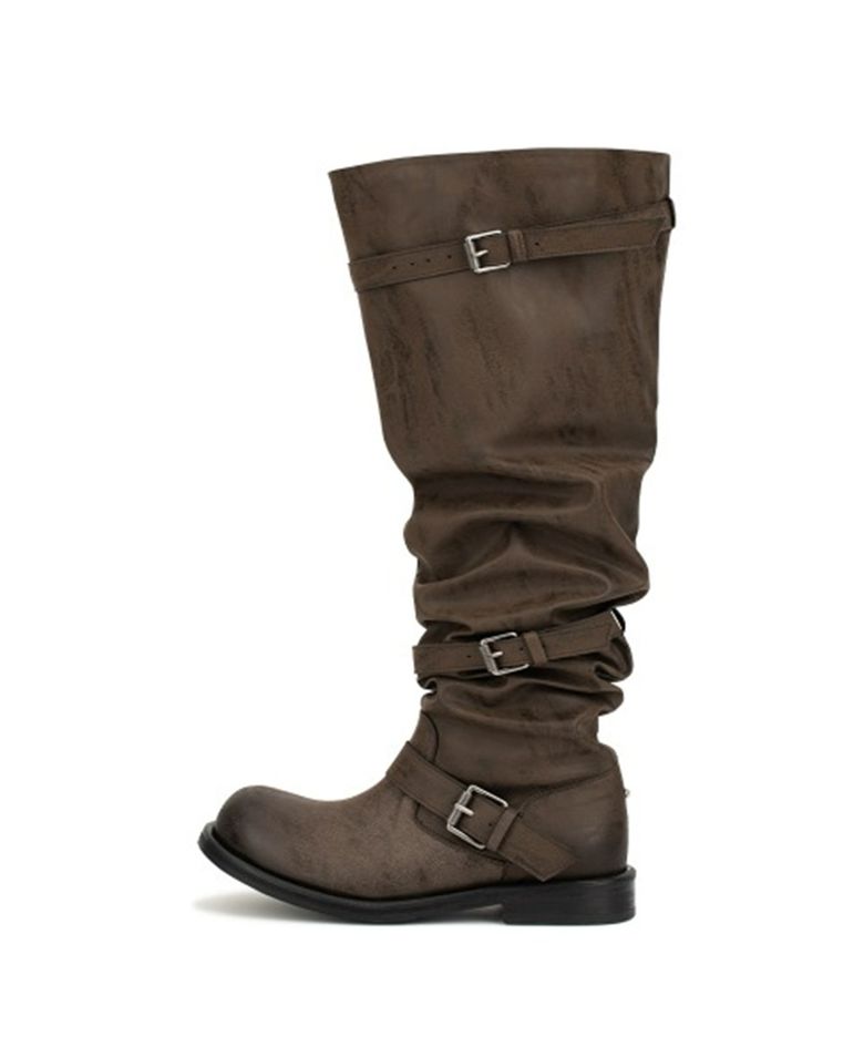 Knee-High Slouchy Boots_Washed Brown