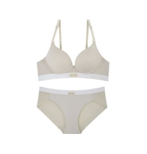 힐링데이 컴포트 노와이어 브라팬티 세트 베이지