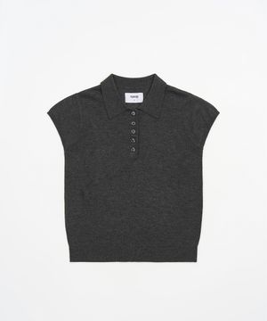 W 버튼 캡 하프 니트 (CHARCOAL)