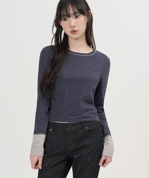 W  롱 슬리브 커프스 티셔츠 (NAVY)
