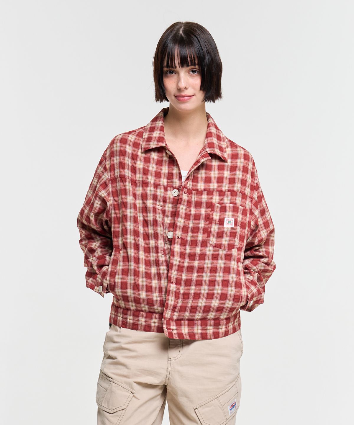 에이카화이트(AECA) LIGHT CHECK TRUCKER-BURGUNDY