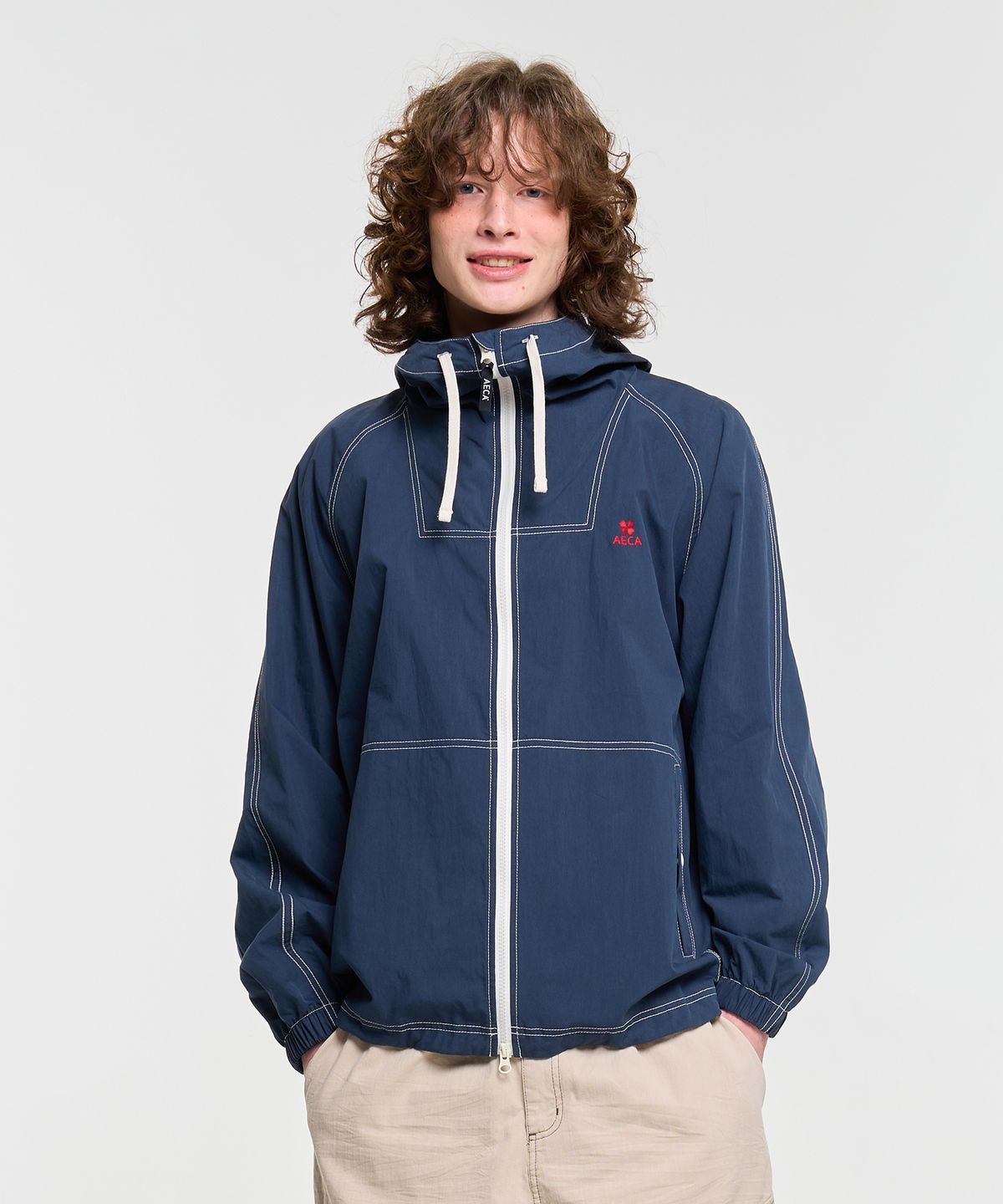 에이카화이트(AECA) STITCH HOODIE SPORTS JUMPER-NAVY