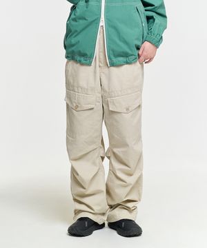 FRONT POCKET STRIPE WASHED PANTS-BEIGE