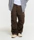 FRONT POCKET STRIPE WASHED PANTS-BROWN