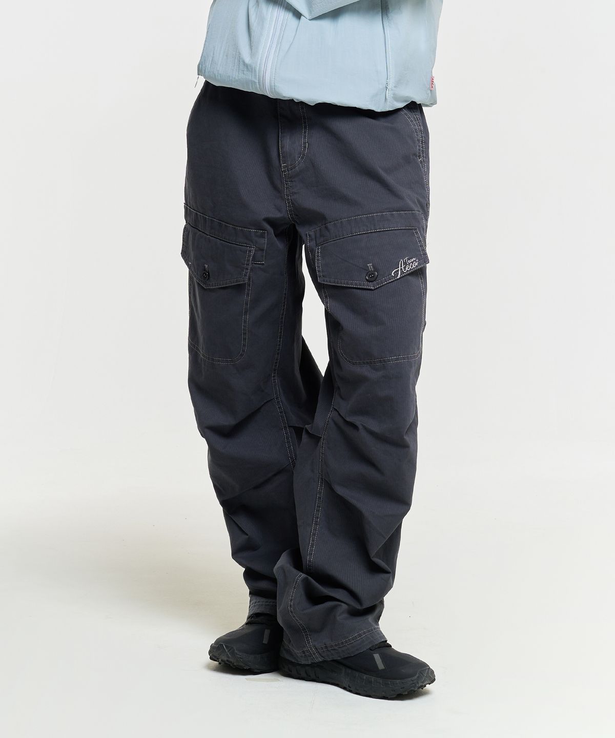 에이카화이트(AECA) FRONT POCKET STRIPE WASHED PANTS-CHARCOAL
