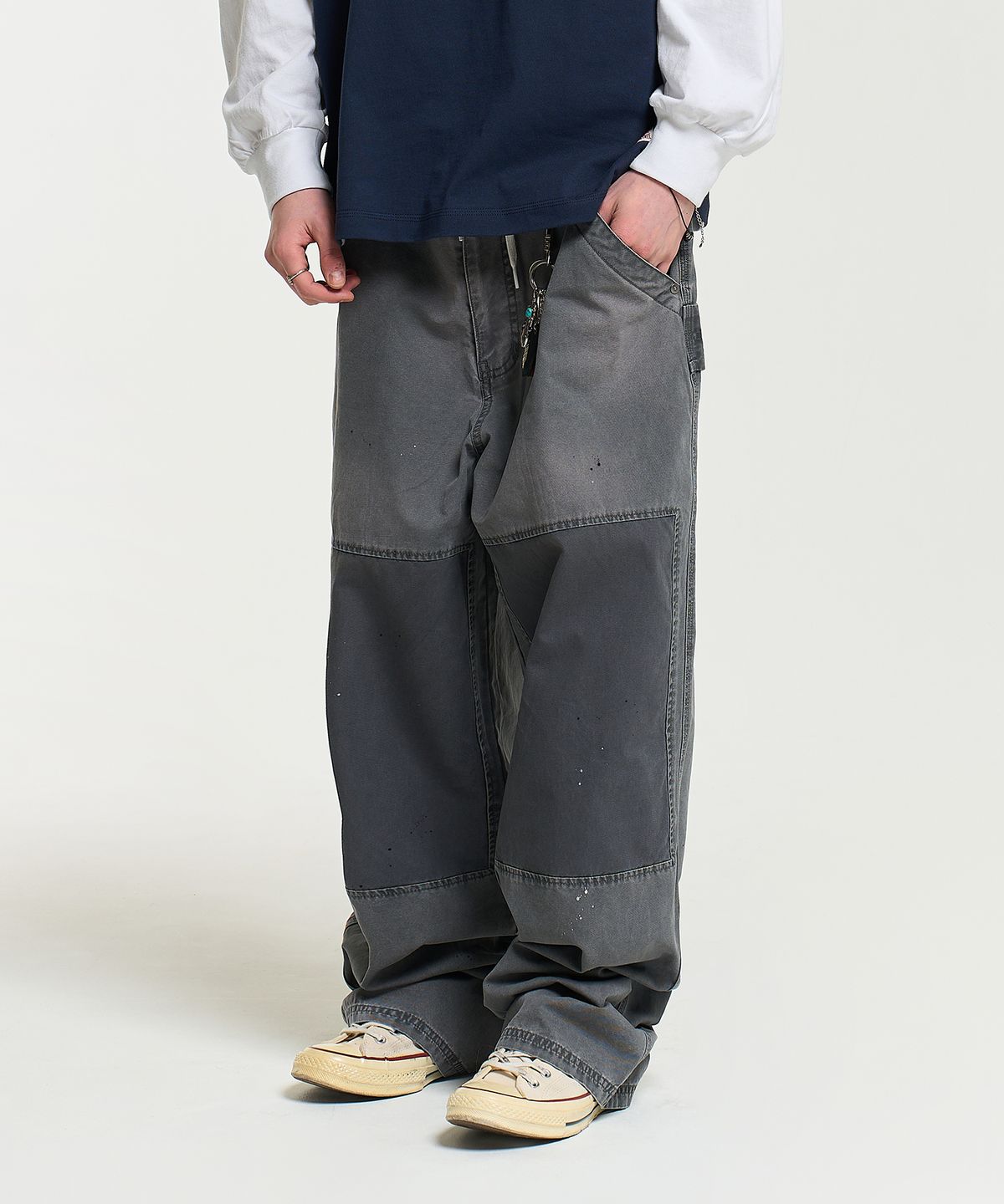 에이카화이트(AECA) WASHED PATCHWORK PANTS-CHARCOAL