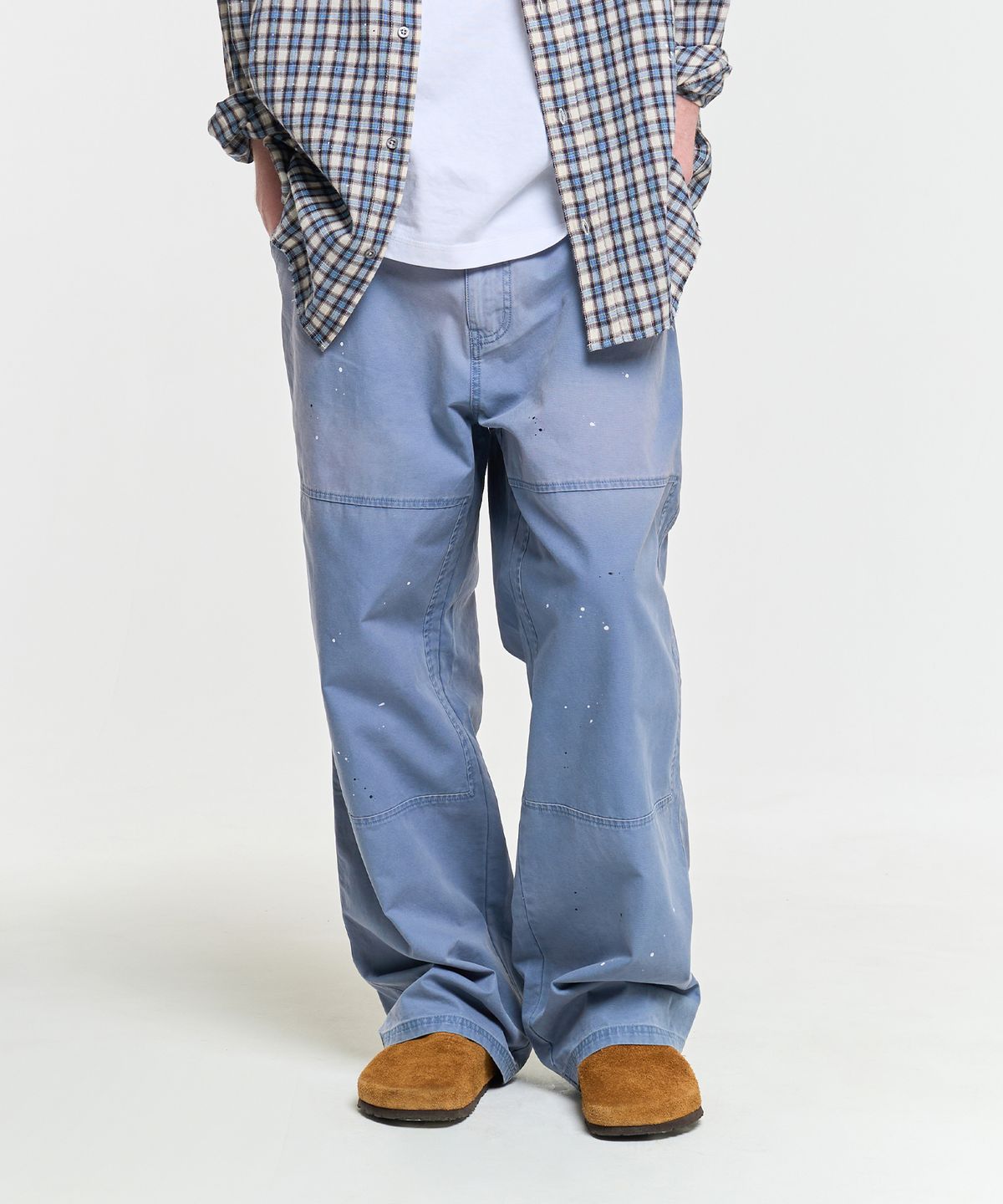 에이카화이트(AECA) WASHED PATCHWORK PANTS-BLUE
