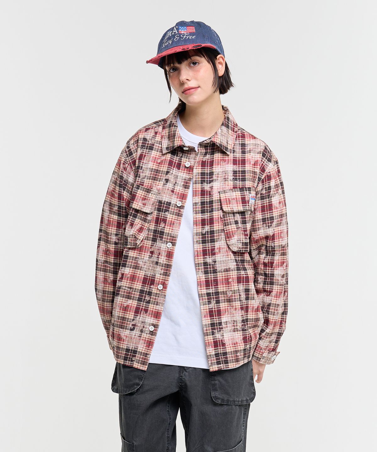 에이카화이트(AECA) FATIGUE CHECK SHIRTS-RED