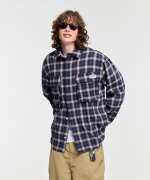 FATIGUE CHECK SHIRTS-NAVY