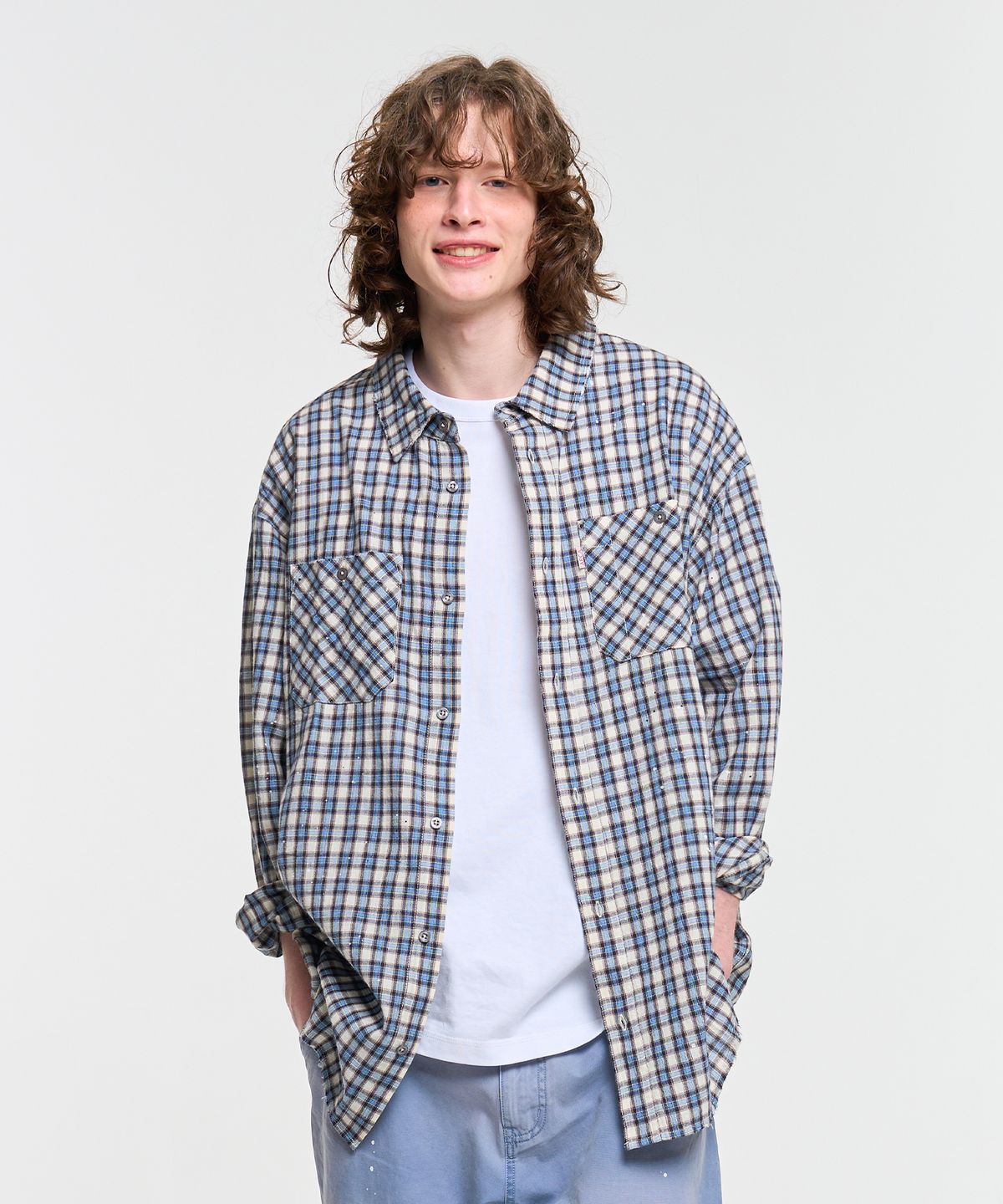 에이카화이트(AECA) PAINTED CHECK SHIRT-BLUE