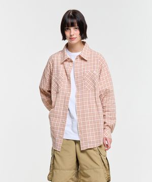 PAINTED CHECK SHIRT-PINK