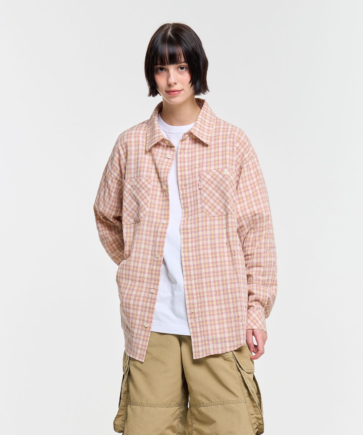 에이카화이트(AECA) PAINTED CHECK SHIRT-PINK