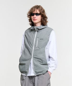 NYLON HOODED VEST-MINT