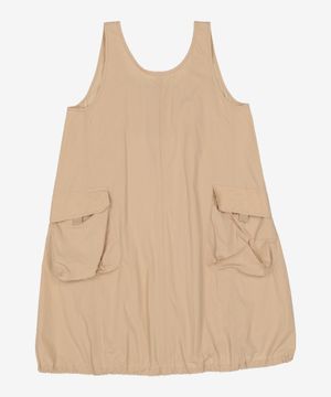 BIG POCKET SLEEVELESS DRESS - BEIGE M