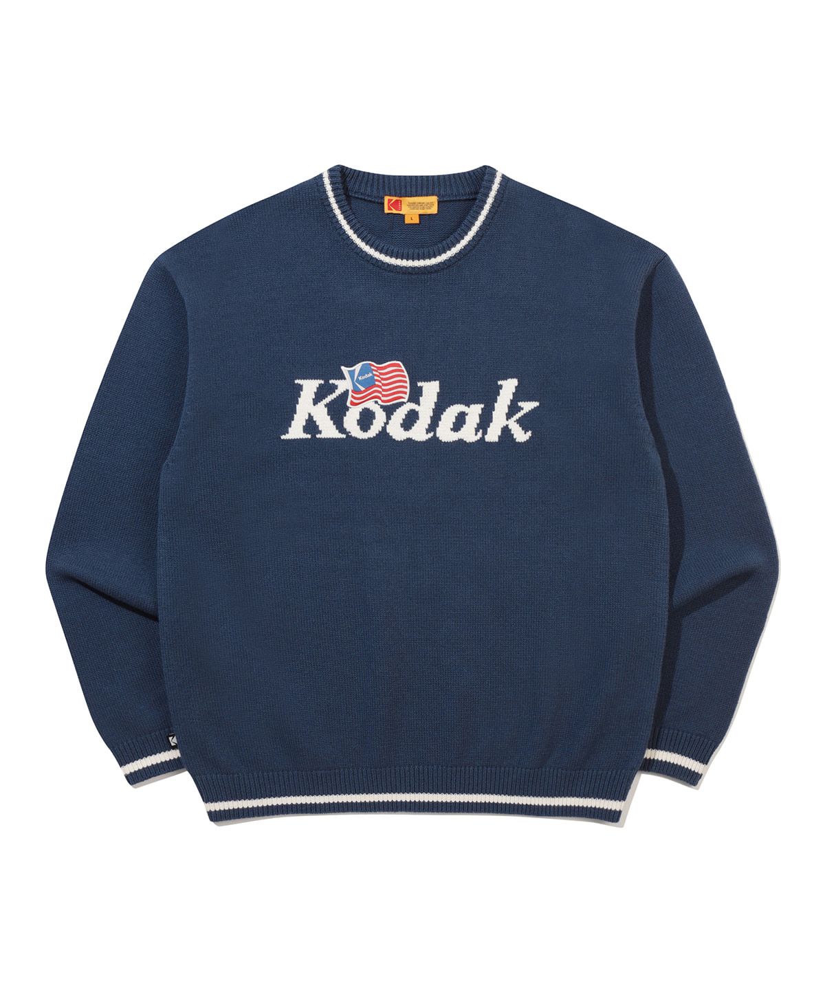 코닥(KODAK) 골드모먼트 로고 포인트 니트 NAVY