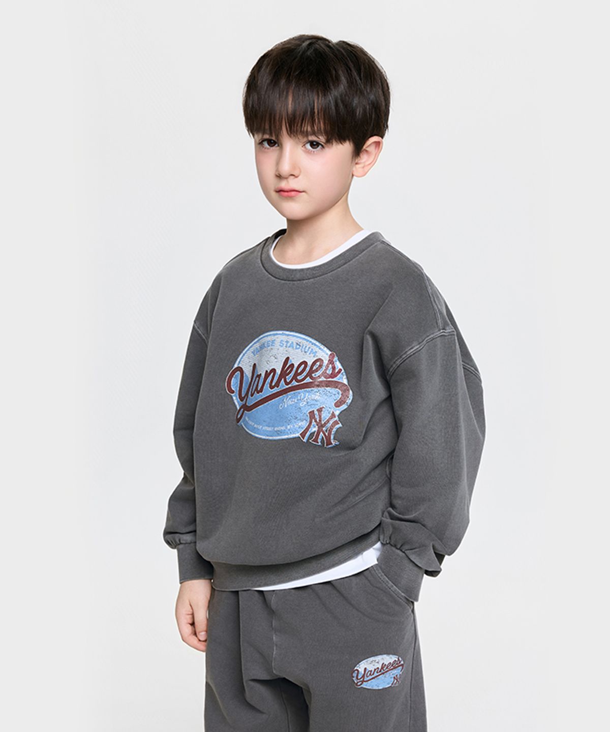 엠엘비 키즈(MLB KIDS) 스트릿 피그먼트 맨투맨 NY (D.Grey)
