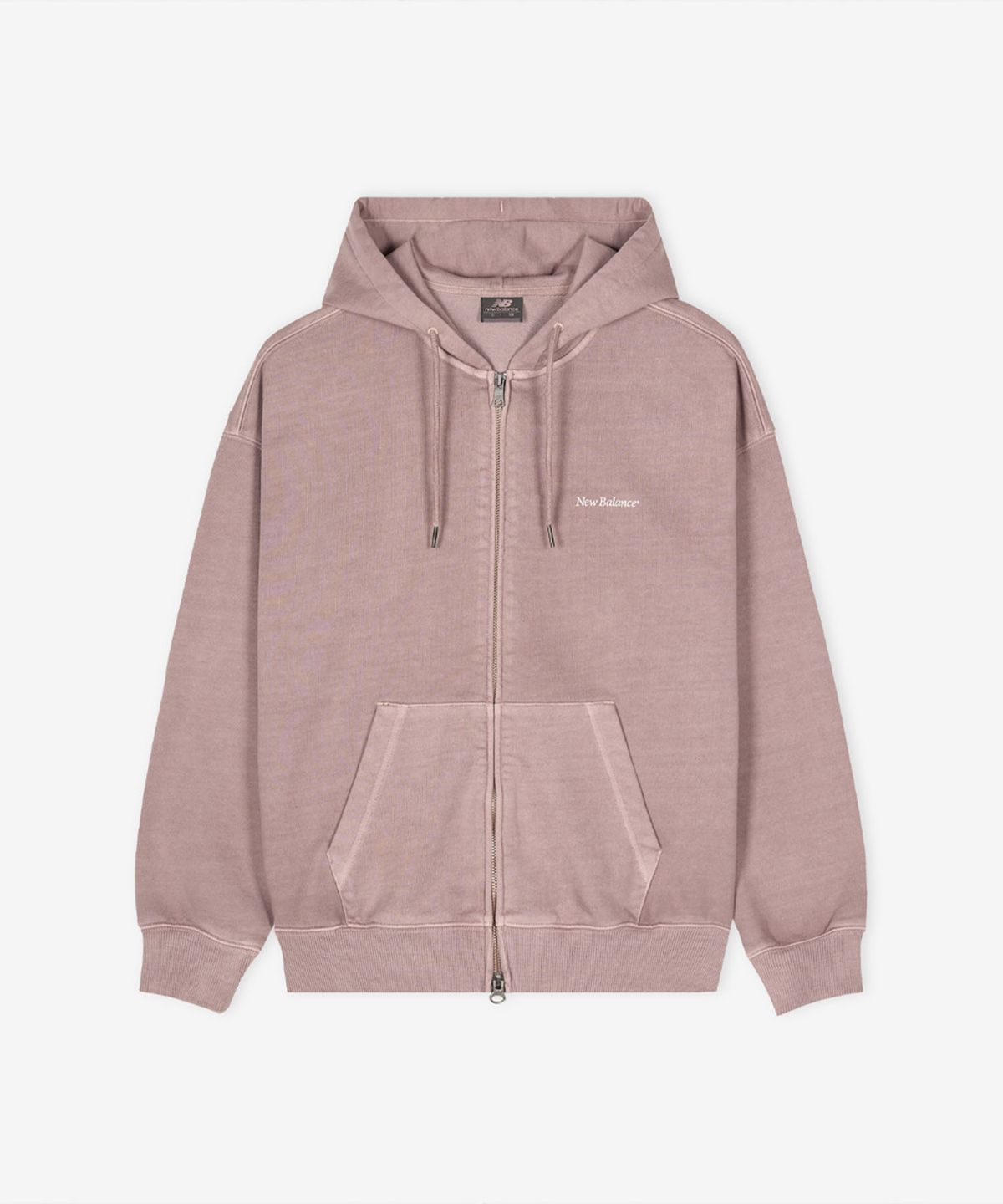 뉴발란스(NEW BALANCE) NBMDG11223 / UNI Ndurance 레터링 워시드 논기모 후드집업 (GRAY PINK)