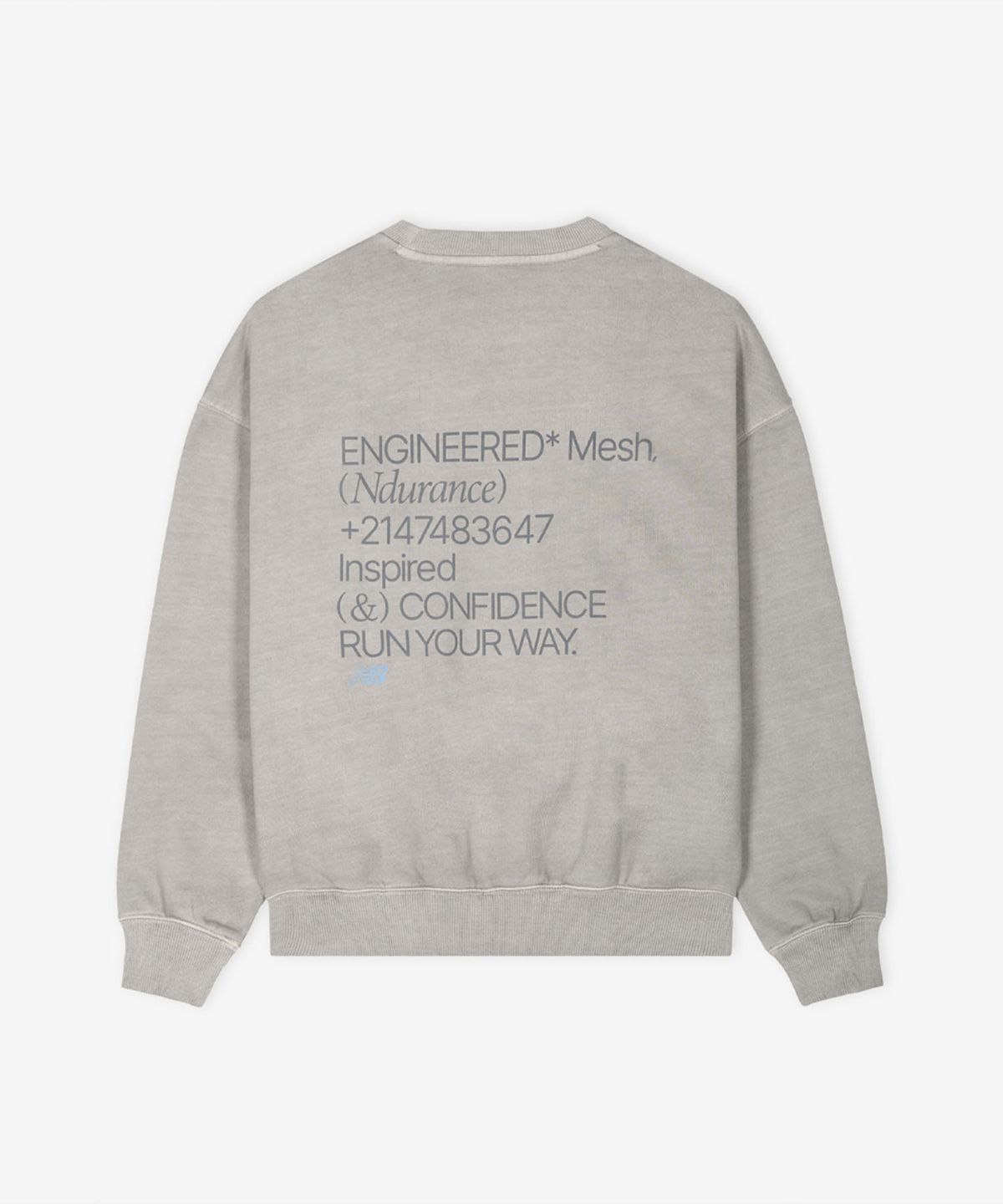 뉴발란스(NEW BALANCE) NBNCG11233 / UNI Ndurance 레터링 워시드 논기모 맨투맨 (ASH GRAY)