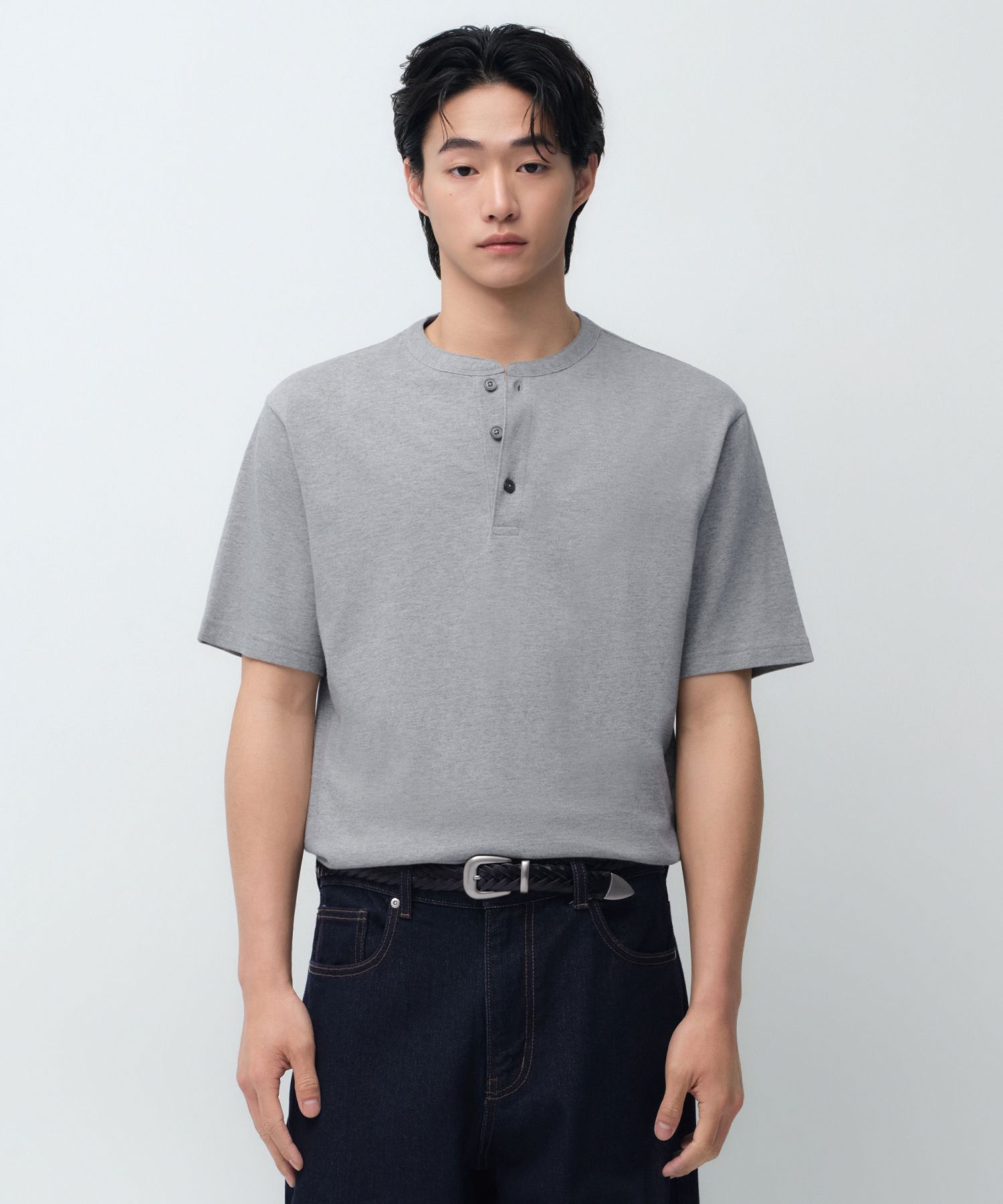 MUSINSA公式 | MUSINSA STANDARD ヘンリーネックTシャツ [ミディアム