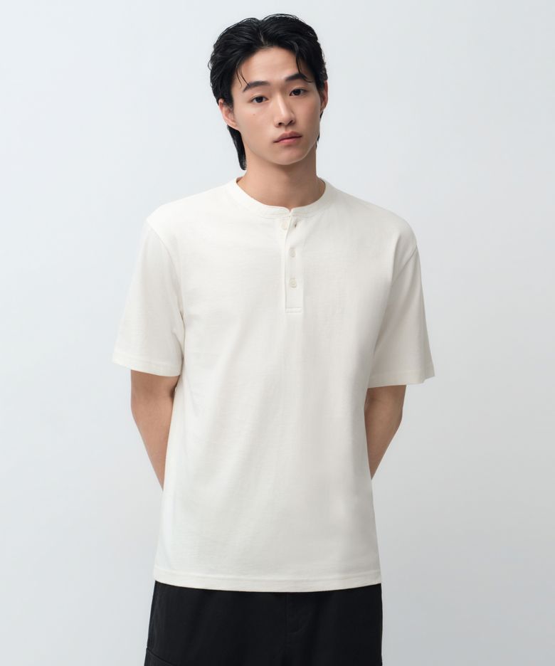 헨리 넥 티셔츠 [크림]