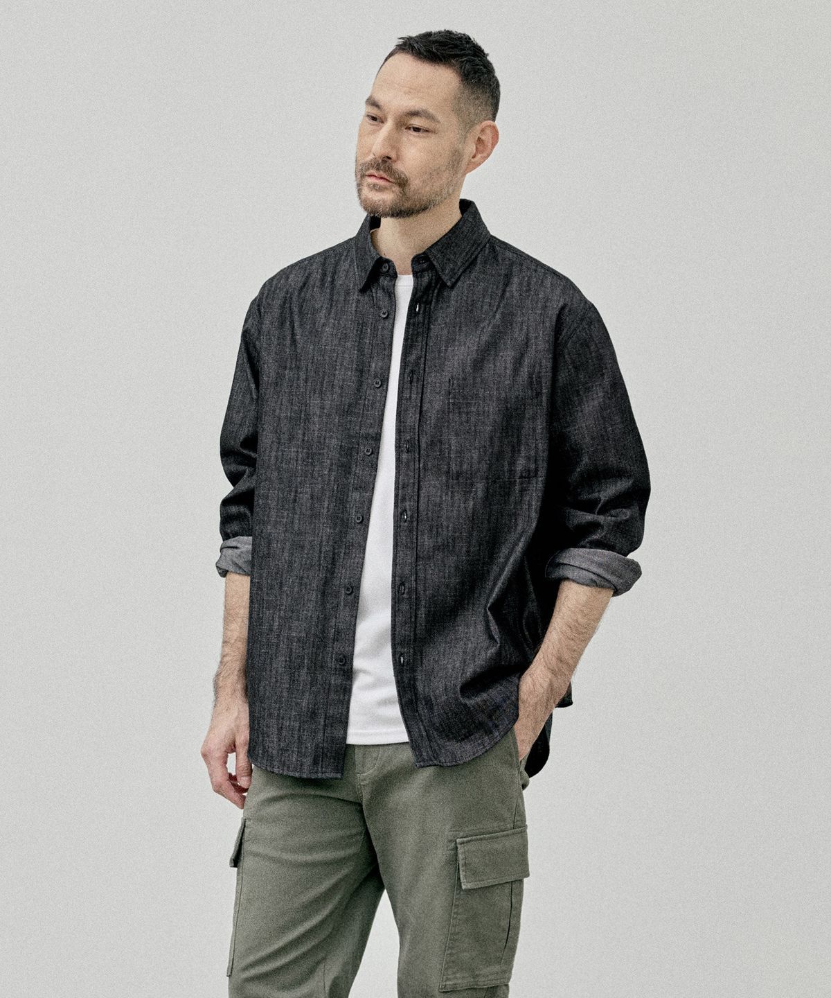 에스티코(STCO) CODIGALLERY Urban Denim Shirts 블랙 (오버핏)_CDSVC20NSB