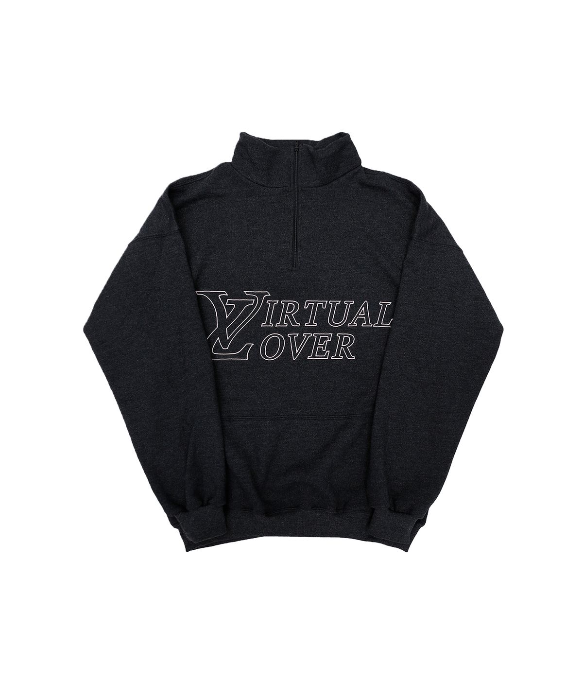 투위드(TUEWID) Virtual lover half zip pullover in drop fit in Charcoal Black