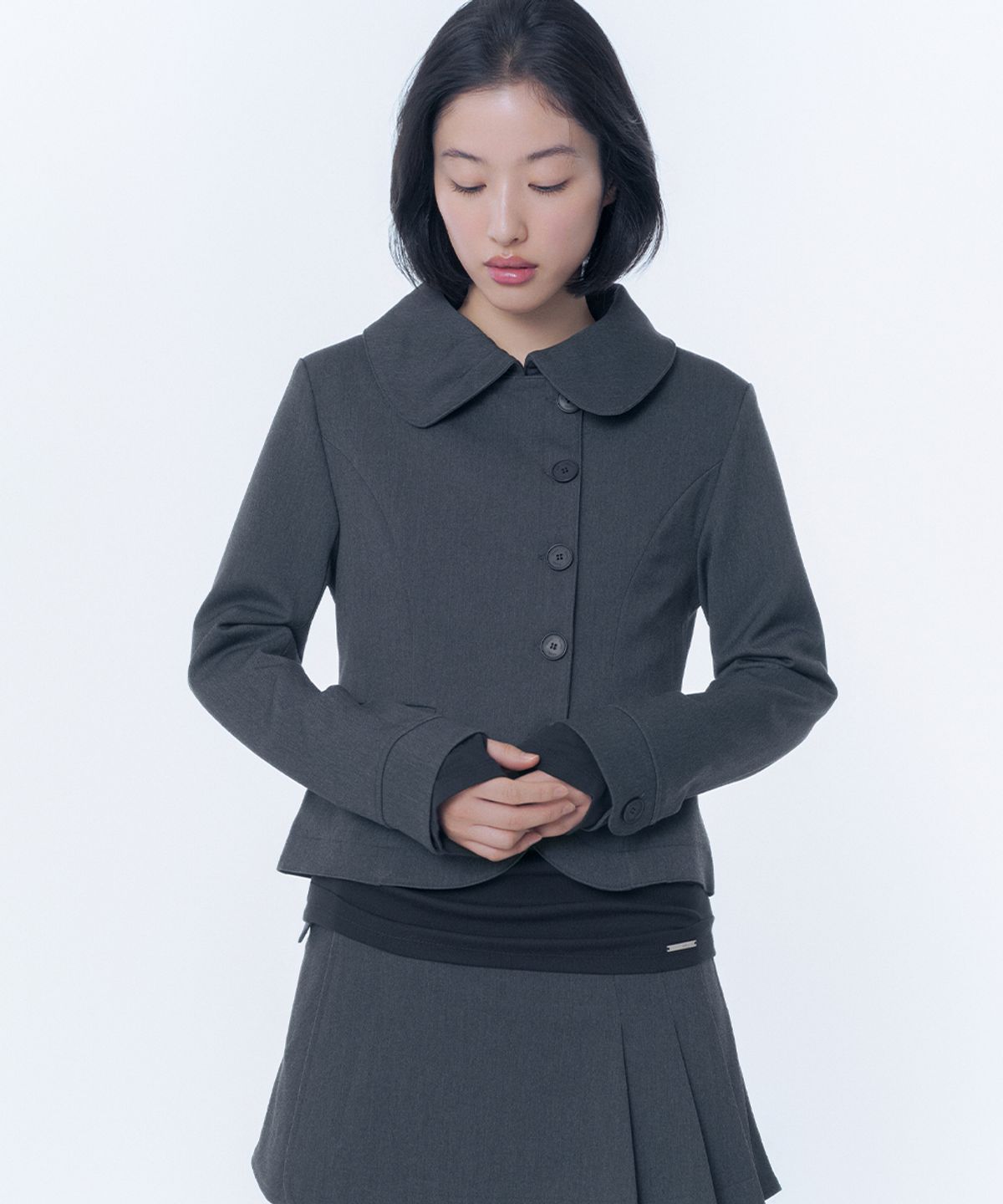 미세키서울(MISEKI SEOUL) Omoi round collar blazer CHARCOAL