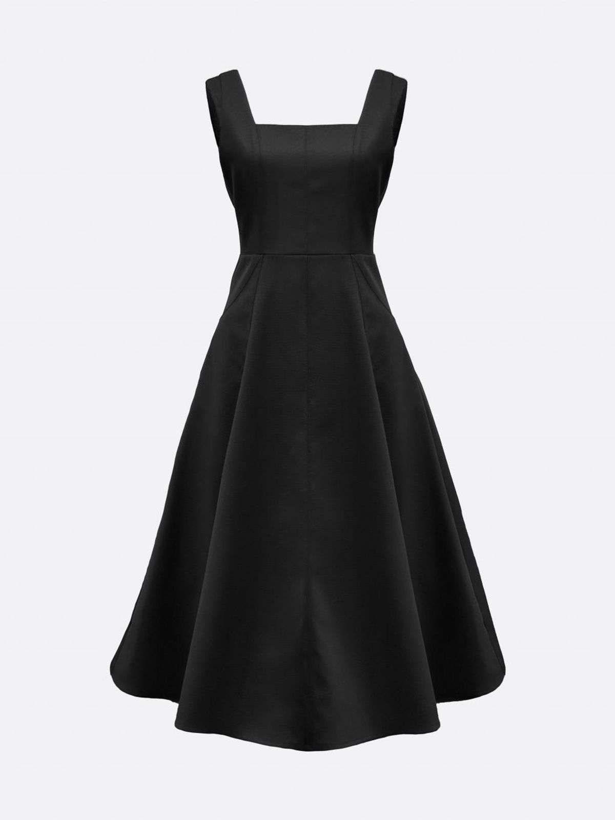 엘시 아일랜드(ELCY ISLAND) Odette Square Neck Wool Blended A-line Dress (BLACK)
