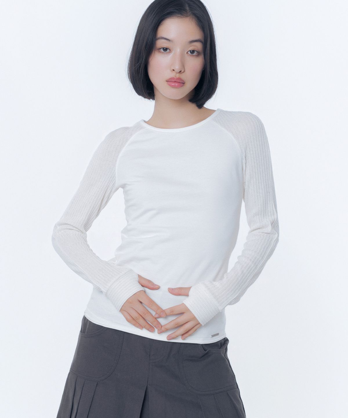 미세키서울(MISEKI SEOUL) Raglan knit long sleeve WHITE