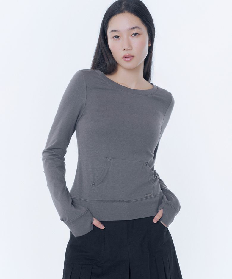 Button pocket long sleeve CHARCOAL
