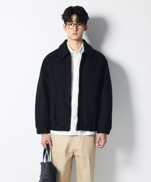 DIEMS 부클 울 혼방 블루종 블랙 (세미오버핏)_LJPVD62NSB