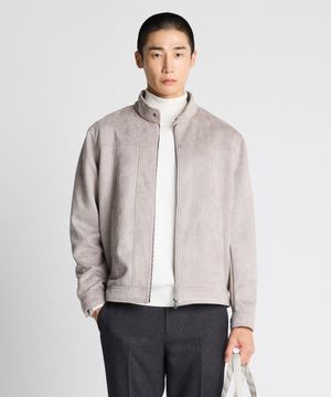 DIEMS 하이넥 스웨이드 블루종 베이지 (클래식핏)_DJPVC01CSD