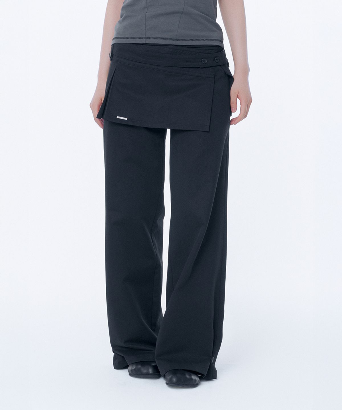 미세키서울(MISEKI SEOUL) Button tab mini skirt pants set BLACK
