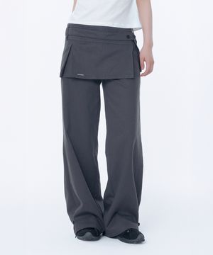 Button tab mini skirt pants set CHARCOAL