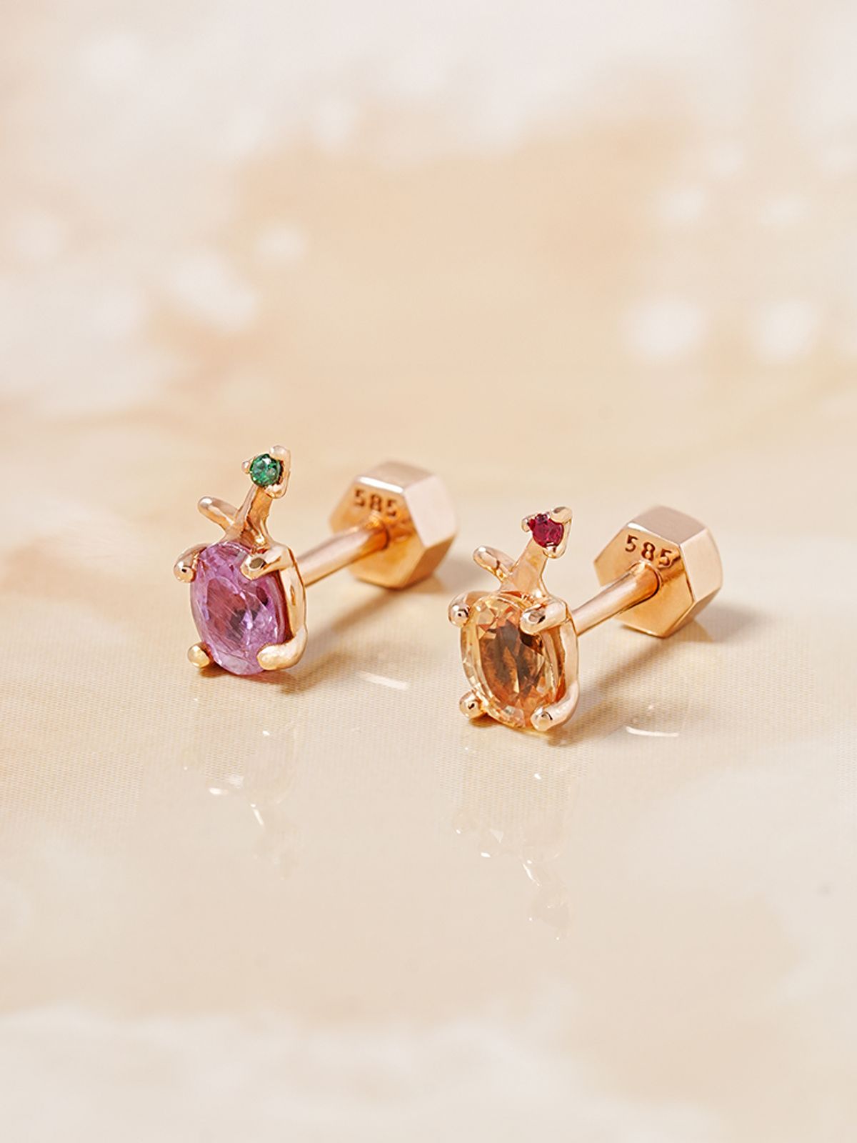 미니멀피어싱(MINIMALPIERCING) 14K 18K 컬러 사파이어 프루츠 피어싱 귀걸이
