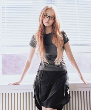 [레이 PICK] Slouchy balloon midi skirt BLACK