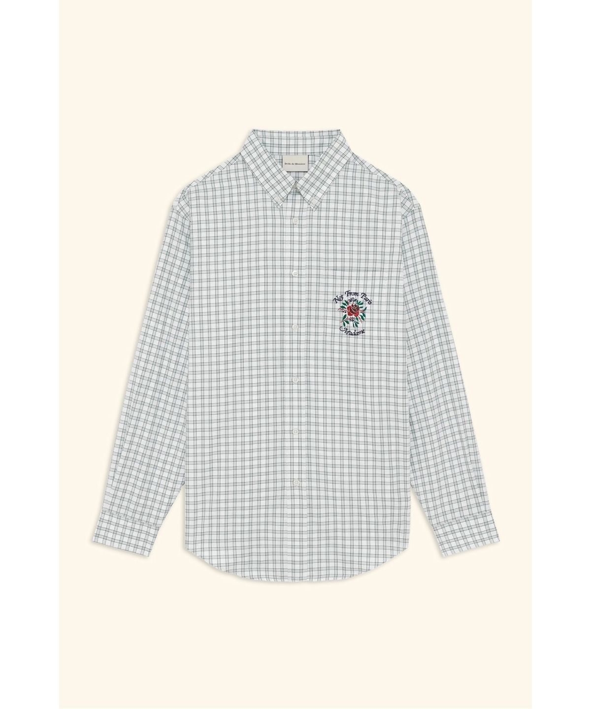 드롤드무슈(DROLE DE MONSIEUR) 로즈 슬로건 체크 셔츠Chemise Carreaux Slogan Rose D0SAS26201GRX