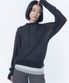 Sheer punching knit hoodie BLACK