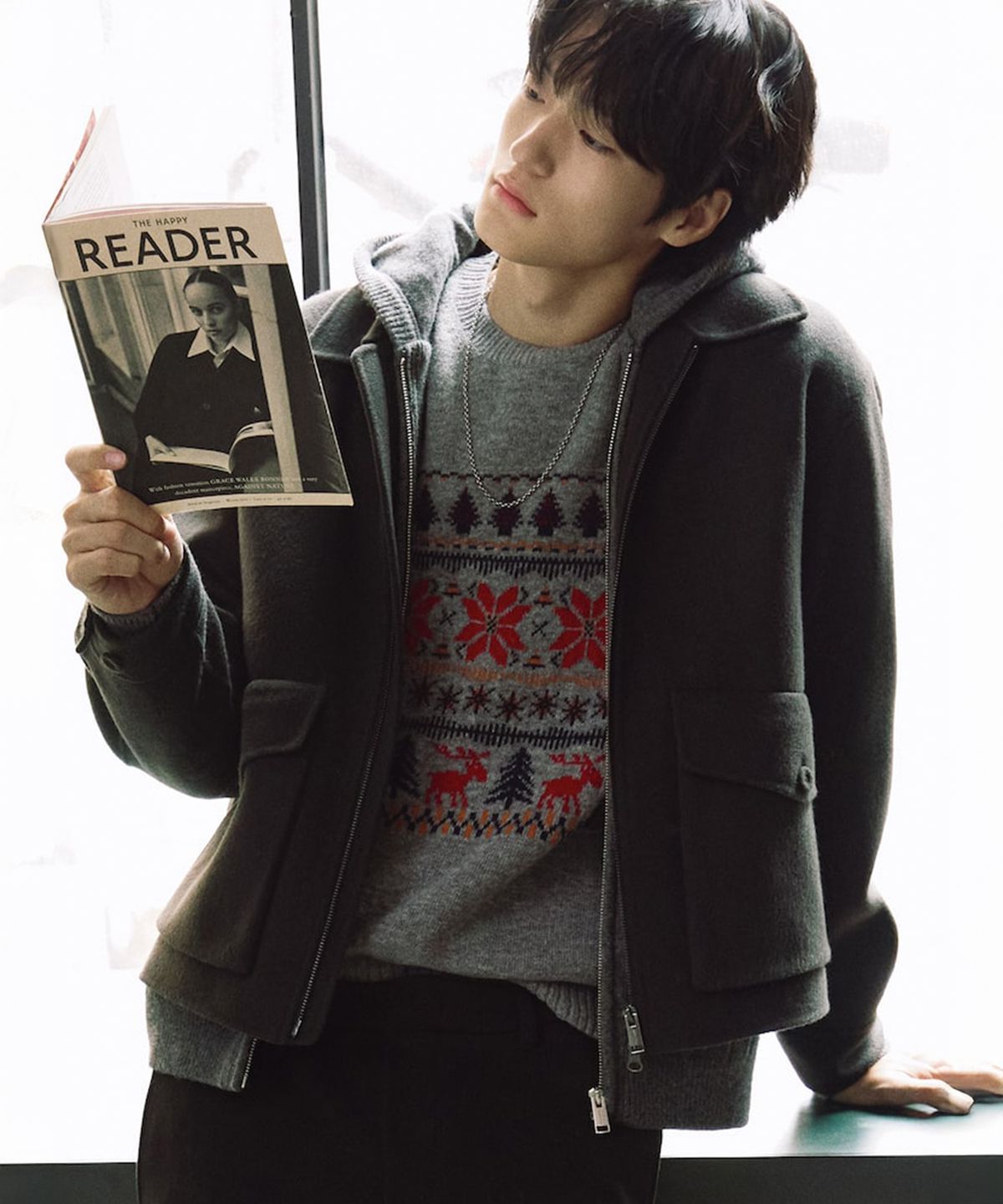 빈폴 멘(BEANPOLE MEN) 홀리데이 페어아일 니트  그레이