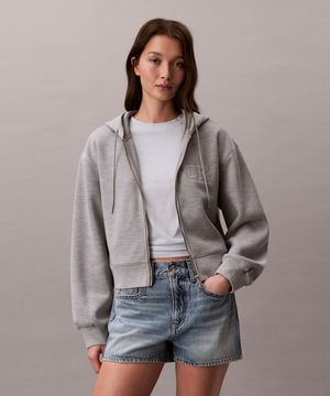 여성 릴렉스 크롭 집업 후디 스웻셔츠 47F236G P79