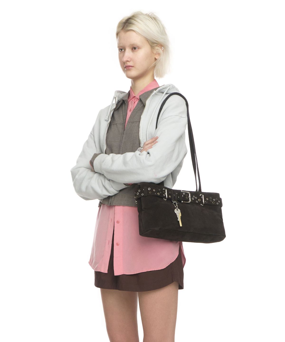 오소이(OSOI) SHOULDER BROCLE [SUEDE MOCHA EYELETS]