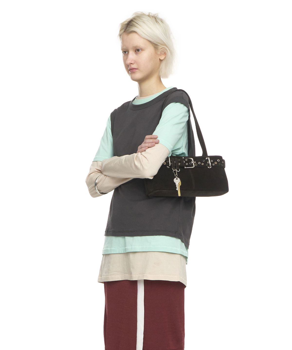 오소이(OSOI) SHOULDER BROCLE MINI [SUEDE MOCHA EYELETS]