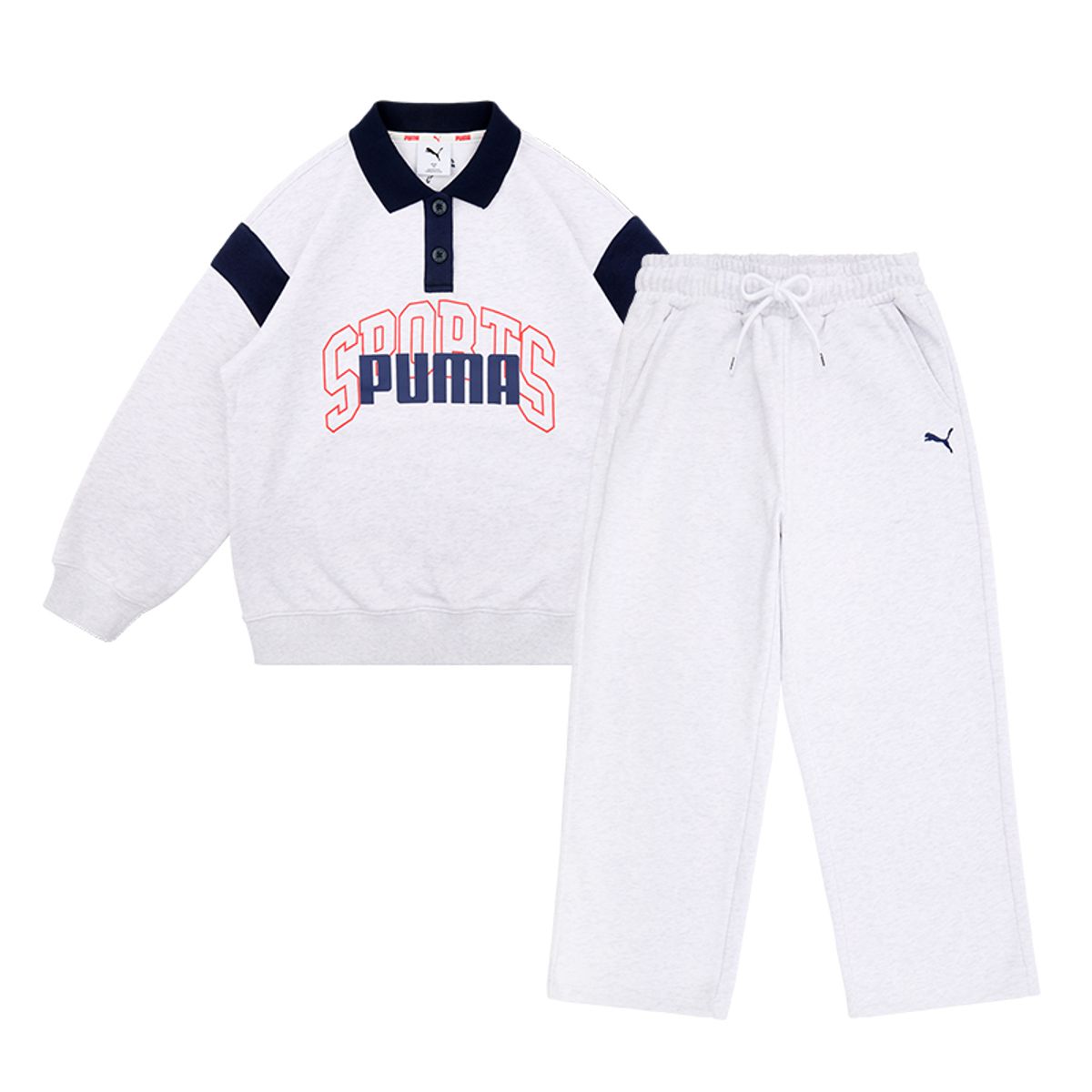 푸마 키즈(PUMA KIDS) 스포티 카라 맨투맨 세트_PK61OS308