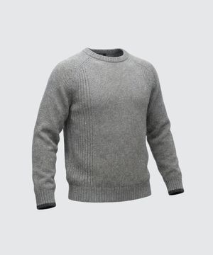 프레임 나그랑 소매 배색 라운드 스웨터 그레이